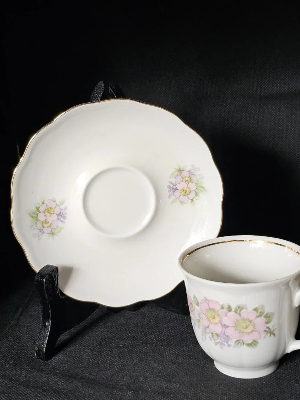 Vintage Vohenstrauss Johann Seltmann Demitasse Cup & Saucer Purple Flowers